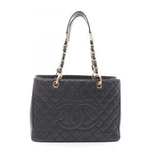 CHANEL Matelasse Grand Shopping GST Tote Bag in Grained Calfskin Leather, Bla...